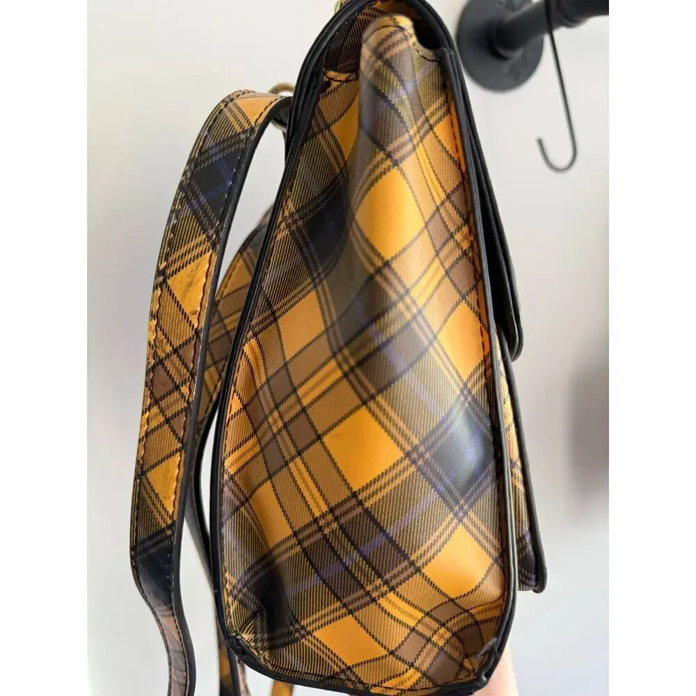 Madden Girl Yellow Plaid Backpack Shoulder Bag Purse Y2K 90s